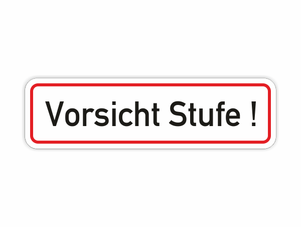 Vorsicht Stufe 200 x 60 mm weiß/rot