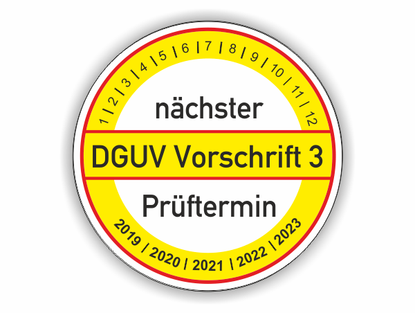 Prüfplakette DGUV Vorschrift 3