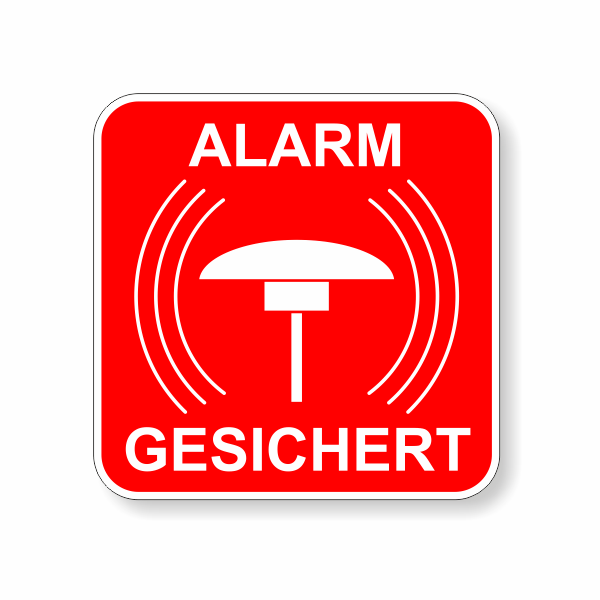 Aufkleber,Alarmgesichert,Achtung Alarmanlage,Alarm,Warnung,Hinweis 90X65mm VA21 