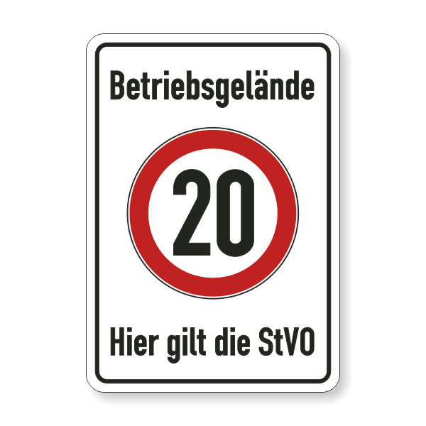 Hinweisschild Betriebsgelände 20 km/h Hier gilt die StVO