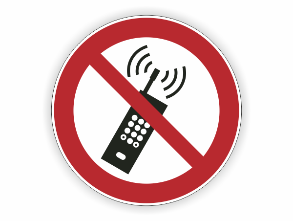 Eingeschaltete Mobiltelefone verboten