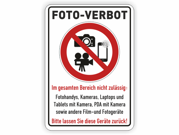 Foto-Verbot, mit Text