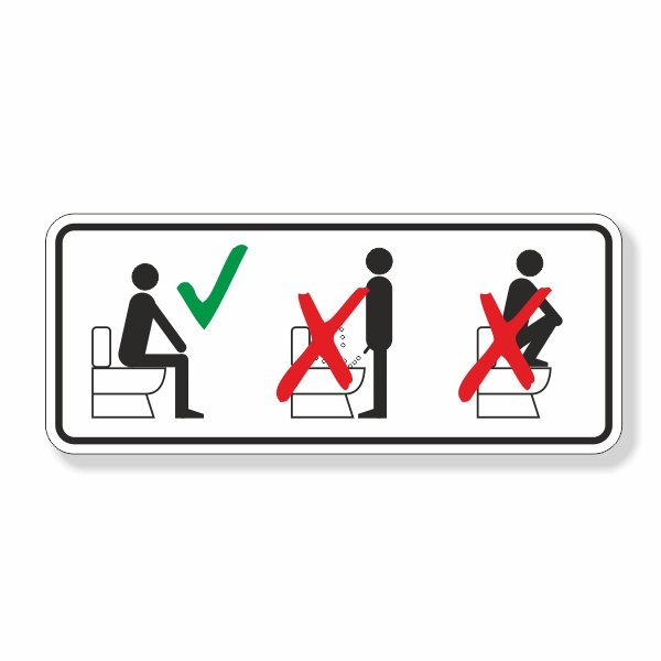 Bitte im Sitzen pinkeln Symbol Schild 