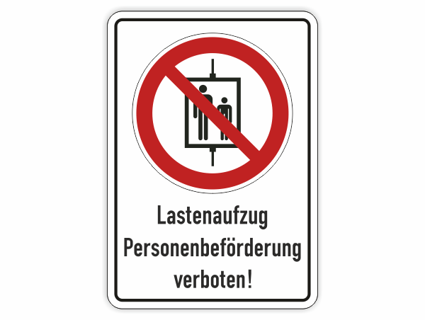 Lastenaufzug Personenbeförderung verboten