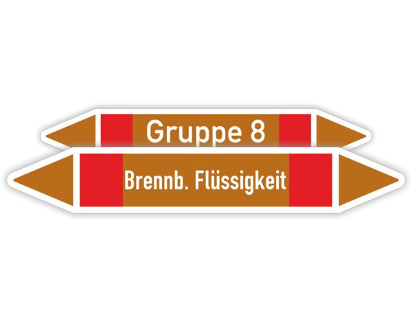 Rohrkennzeichnung, Gruppe 8, Brennbare Flüssigkeiten