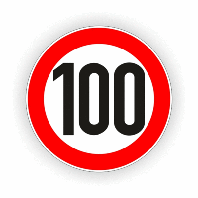 100 ,rund, roter Rand