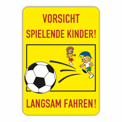 Vorsicht, spielende Kinder, Kind schiesst Ball