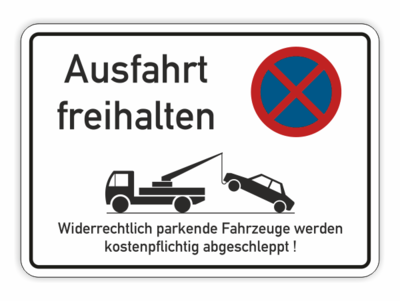 Ausfahrt freihalten Hinweisschild Verbot Aluminium Schild W/R/S 15x20cm 06 