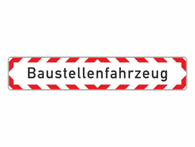 text Baustellenfahrzeug, rot weiss gestreift