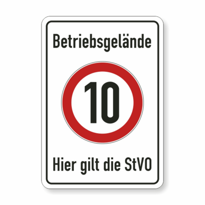 Betriebsgelände, 10 kmh, Symbol, hier gilt die StVO