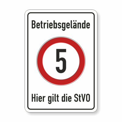 Betriebsgelände , 5 kmh Symbol, hier gilt die StVO