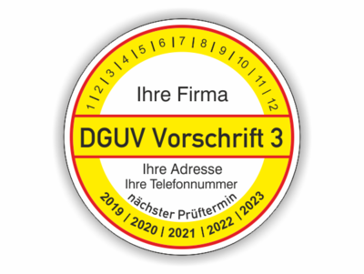 Prüfplakette DGVU Vorschrift 3 , nächster Prüftermin,