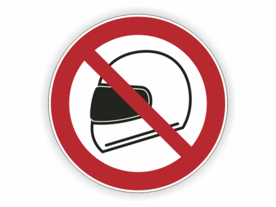mit Helm verboten, Motorradhelm, Verbotszeichen