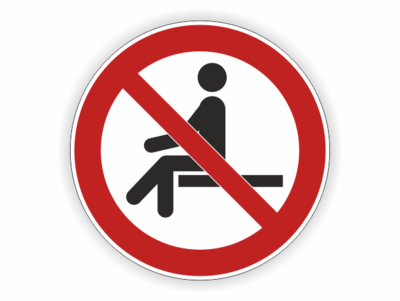 Sitzen verboten, sitzende Person