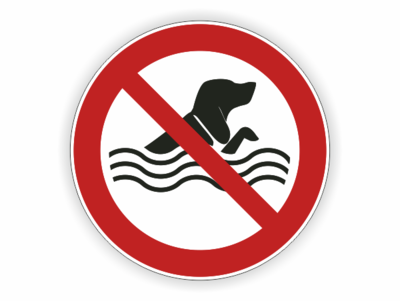 schwimmender Hund, Verbotszeichen