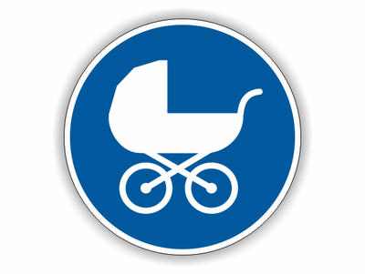 kinderwagen Symbol blauer Grund