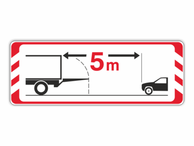 Text, Ladebordwand 5 m Abstand halten, schwarz gelb, Symbol