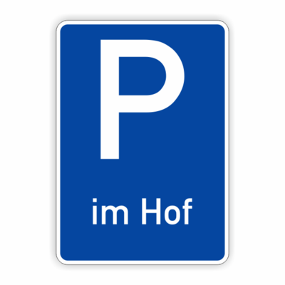 Parkplatzschild bau, weiß, Hof