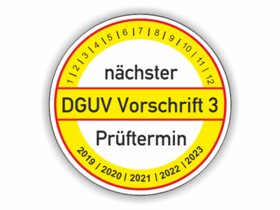 Prüfplakette DGVU Vorschrift 3 , nächster Prüftermin