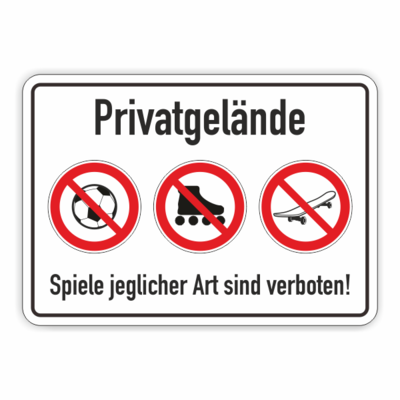 Privatgelände - Spiele jeglicher Art verboten, Symbole