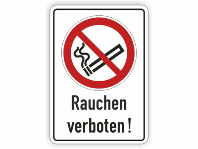 Rauchen verboten, Symbol mit Text