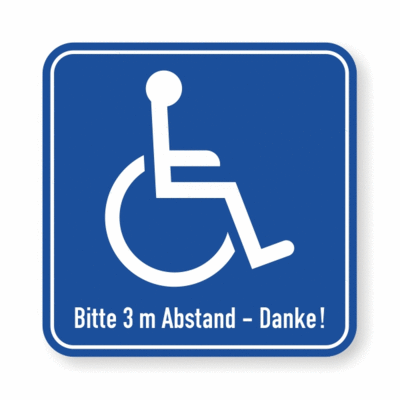 Rollstuhl-Fahrer, 3m Abstand , blau