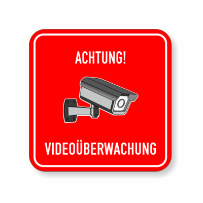 ACHTUNG videoüberwacht, rot mit Kamera