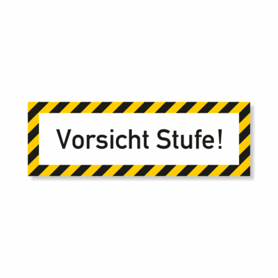 Vorsicht Stufe, schwarz, gelb gestreift